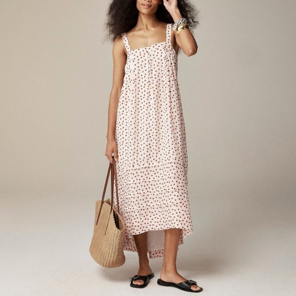 J. Crew pin tucked Polka Dot Midi Dress